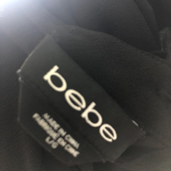 bebe open back blouse belt neck black top - Picture 3 of 3